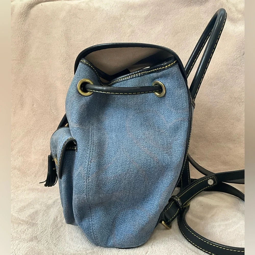 Dooney & Bourke Vintage Canyon Backpack in blue denim. 10.5”x 9.25”x 4”